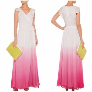DVF Delancey Ombré Wrap Dress in Tye-Died Pink